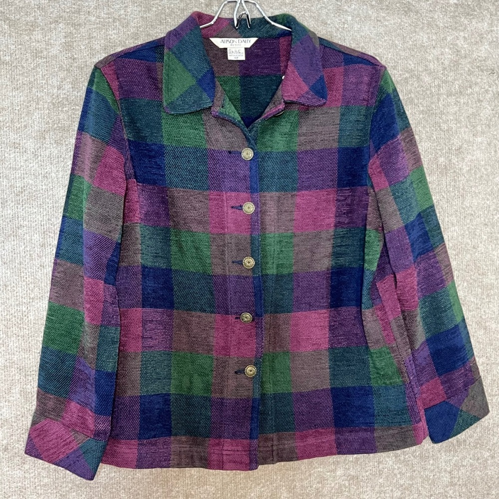 Allison Daley Button Up Shirt Women 10P Plaid Multi Color Long Sleeve Casual